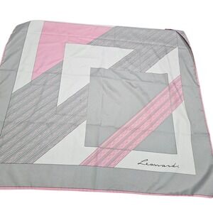 Leonardi Scarf Grey Pink Geometric Abstract Square Elegant Chic Vintage 80s 90s